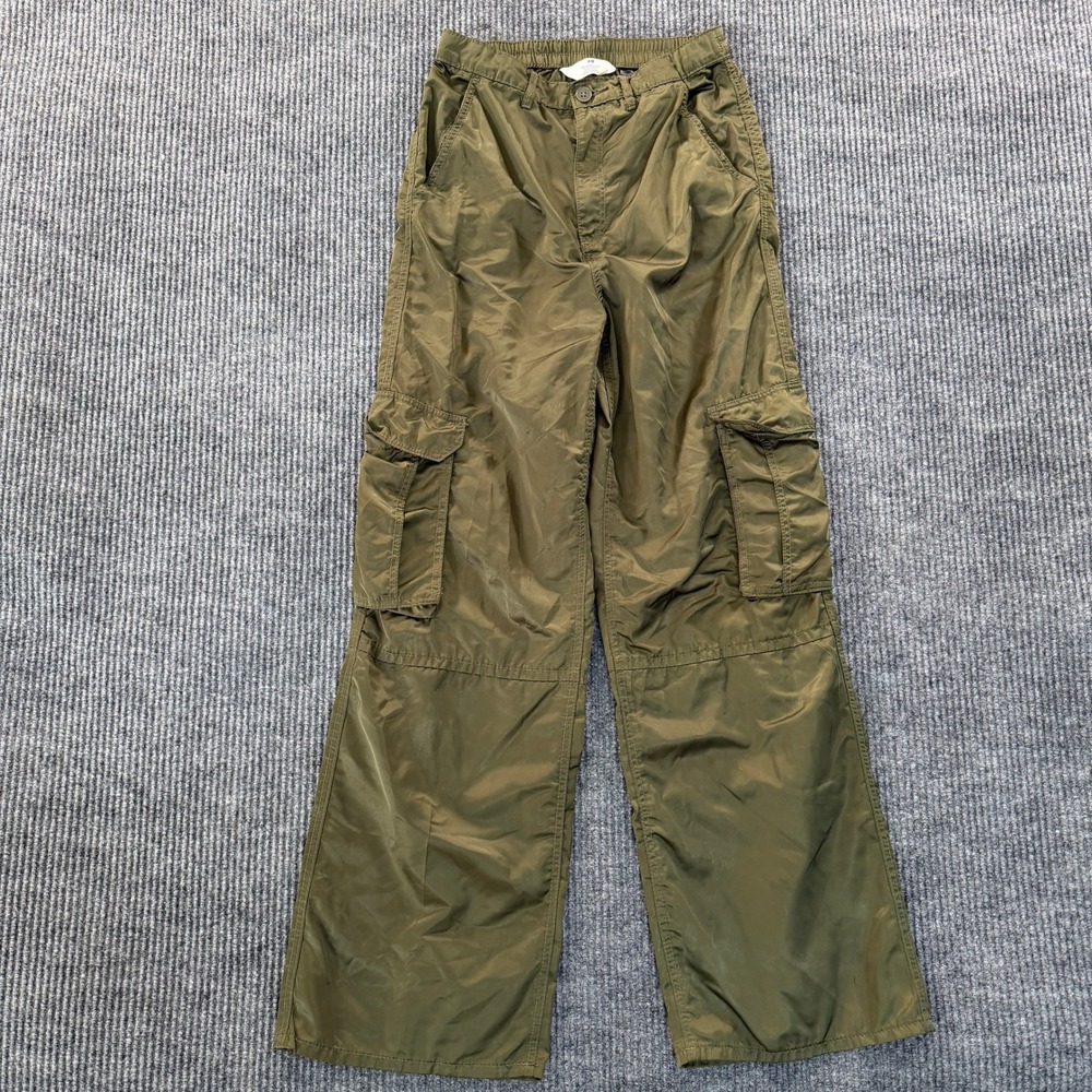 H&M Cargo Parachute Pants Size 20 Juniors Kids 14Y Olive Green Utility Poly LH02
